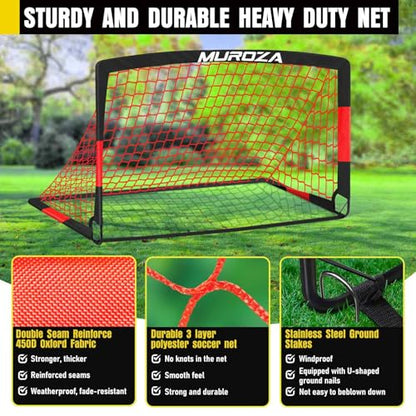 Soccer Goal, Kids Soccer Goals for Backyard Set, 2 Pack of Portable Pop Up Soccer Net with Soccer Ball, Cones, Complete Training Equipment for Youth, Toddler Outdoor Sports Games