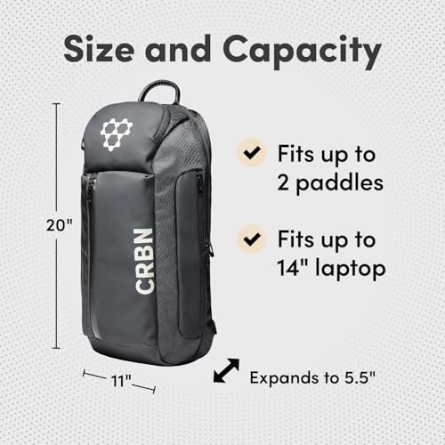 CRBN Pickleball Sling Bag - Pro Team Pickleball Bag - Water-Resistant Pickleball Paddle Bag Holds 3 Paddles, Balls & More - color: Black