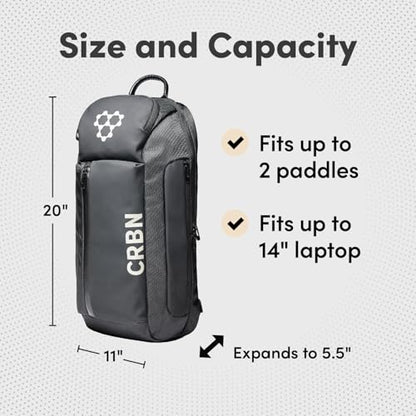 CRBN Pickleball Sling Bag - Pro Team Pickleball Bag - Water-Resistant Pickleball Paddle Bag Holds 3 Paddles, Balls & More - color: Black