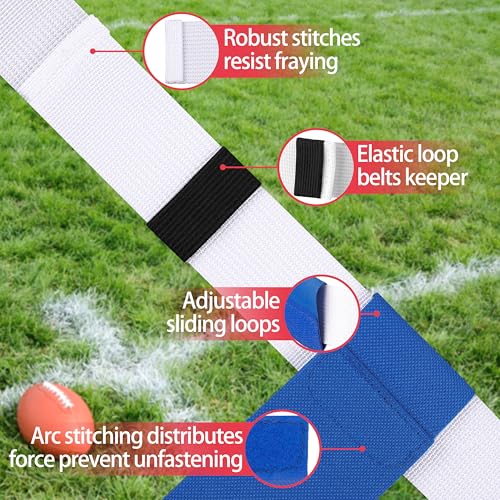 Flag Football Belts, Set of Flag Football Flags for Kids Adults, and Youth, Adjustable Flag Football Belt Set 14 Players Training Competition (Red and Blue)