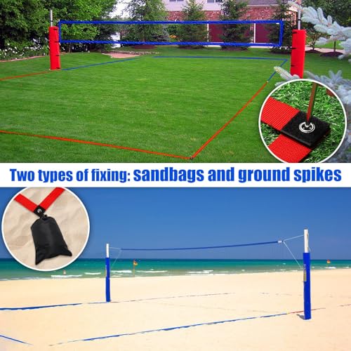 TOBWOLF Beach Volleyball Lines for Sand, Heavy Duty Volleyball Court Lines for Sand Beach Grass Backyard, 26.3' x 52.6' Portable Volleyball Boundary Lines with Metal Anchors & Sandbags