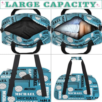Custom Volleyball Gym Bag Duffel Bag for Women Men, Personalized Name Sport Bag Overnight Bags Customized Travel Weekender Bag, Dark Blue - color: Dark Blue