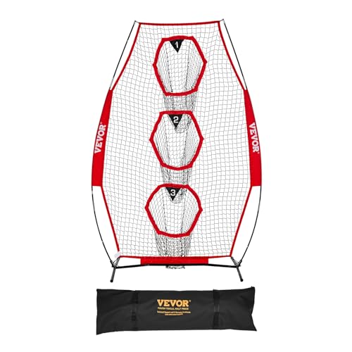 VEVOR 8x8ft Football Trainer Throwing Net, Training Throwing Target Practice Net with 6 Target Pockets,Football Training Equipment Includes Portable Carry Bag,Great for Quarterback