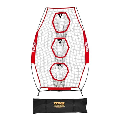 VEVOR 8x8ft Football Trainer Throwing Net, Training Throwing Target Practice Net with 6 Target Pockets,Football Training Equipment Includes Portable Carry Bag,Great for Quarterback