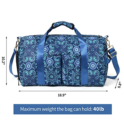 Boulder Bee Pickleball Bags, Premium Pickleball Tote Bag for Girls, Women’s Hand/Shoulder Gym Bag w Water Bottle Holder, with Pickleball Racquet/Paddle Holder - color: Duffel Bag-Blue