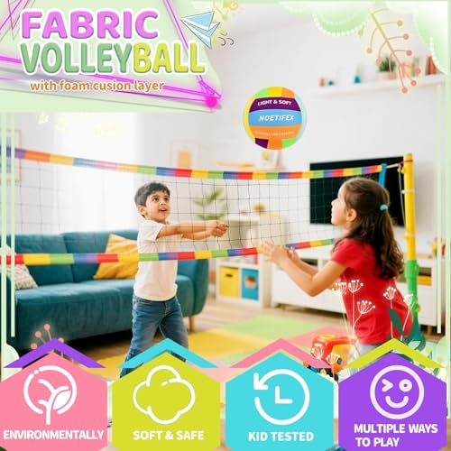 Soft Volleyball-Super Soft Fabric Light Volleyball for Indoor Practice Safe and Quiet Kids Youth Beginners House Yard Training Practice Games(Deflated) - color: Rainbow