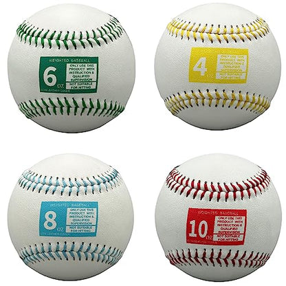 Play 9 Baseball Leather Weighted Baseball Training Set of 4 in for Teen and Adults for arm Velocity Training Ideal for Throwing and Pitching. (Set of 4)