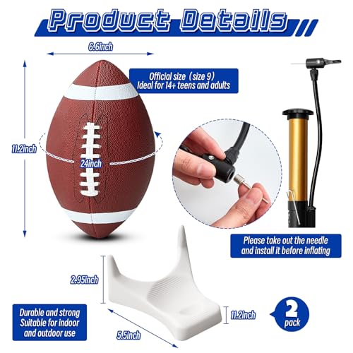 Liliful Football Kicking Tee Portable Field Goal Kicking Holder Stand with Size 9 Football and 2 White Kickoff Stand Pump Carrying Bag for Training Practice Set Field Goal