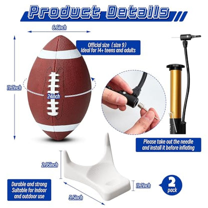 Liliful Football Kicking Tee Portable Field Goal Kicking Holder Stand with Size 9 Football and 2 White Kickoff Stand Pump Carrying Bag for Training Practice Set Field Goal
