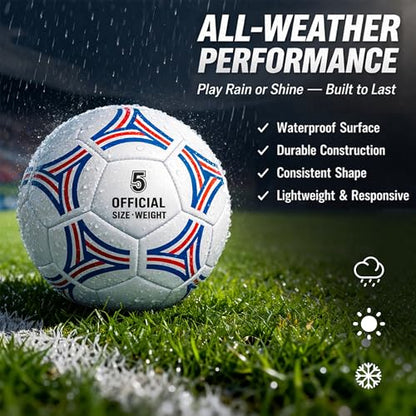 2 Pack Soccer Ball Size 5,Soccer Ball Set with 2 Bag, 1 Pump and 2 Needles,Soccer Ball Gifts for Teenagers,Official Size Ball,Indoor and Outdoor Training and Competitions use