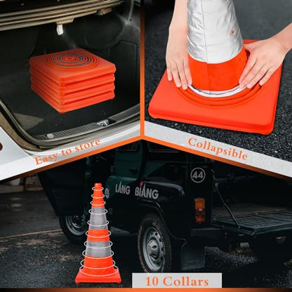 WHDZ 28 inch Collapsible Traffic Cones with LED Light Multi Purpose Pop up Reflective Safety Cones 4 Pack Orange - color: Orange