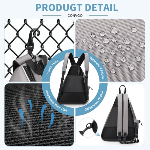 Pickleball Bag for Women and Men, Adjustable Pickle Ball Backpack, 2 in 1 Sports Sling Bag for Pickleball Paddles - color: Grey