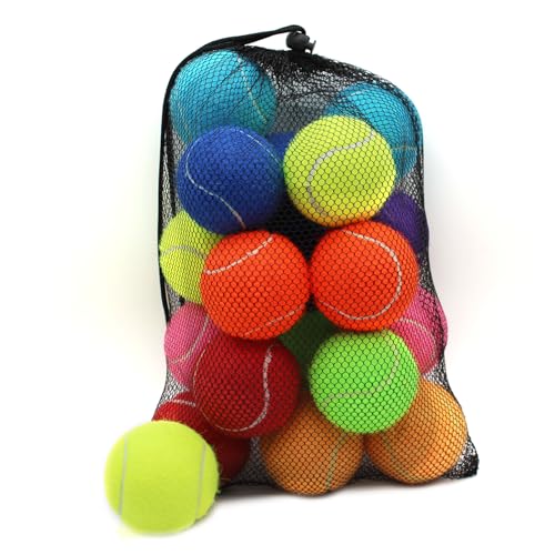 Tennis Balls,8/18/40/90 Pack Training Tennis Balls Practice Balls with Mesh Bag for Easy Transport, Pet Dog Playing Balls, fit for Beginner Training Ball - color: 9 Multi-Color, size: 18 Pack