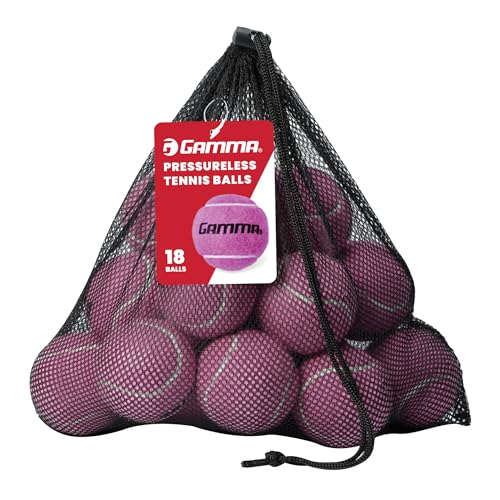 Gamma Pressureless Tennis Balls for Tennis Practice and Lessons, Longer-Term Durability and More Bounce Than Standard Tennis Balls, Pink, Bag of 18