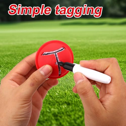 Golf Ball Marker Set, Golf Ball Line Marker Tool with Marking Pen Red Plastic Alignment Labeler Stencil Accessories for Precision Putting & Target Line Accuracy - style: Style A