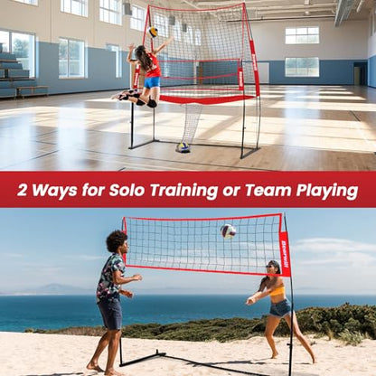 Bearwill Volleyball Training Equipment, Volleyball Practice Net System Update Freely Adjustable, Portable Volleyball Net for Backyard Indoor Outdoor Hitting Serving Passing Practice