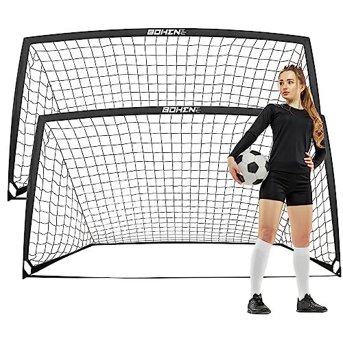 BOHEN 9x5 FT Kids Soccer Goals with Carry Bag, Portable Folding Soccer Net for Backyard Training, Indoor/Outdoor Use for Youth and Adult