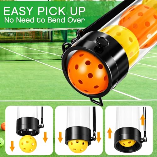 Soulchen 2 Pack Ball Retriever Upper Compatible with Pickleball Tennis Pickup Tube Holds 11/16 Balls with Shoulder Strap Easy Pickup Portable Ball Holder Storage Compatible with Pickleball - size: 11 Balls