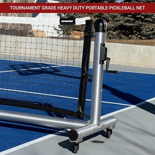 Dominator PRO Portable Pickleball Net - Heavy Duty USAPA Compliant Portable Regulation Pickleball Net - Indoor/Outdoor Aluminum Rust Proof Frame w/Adjustable Net Tension & Locking Wheels - style: Silver