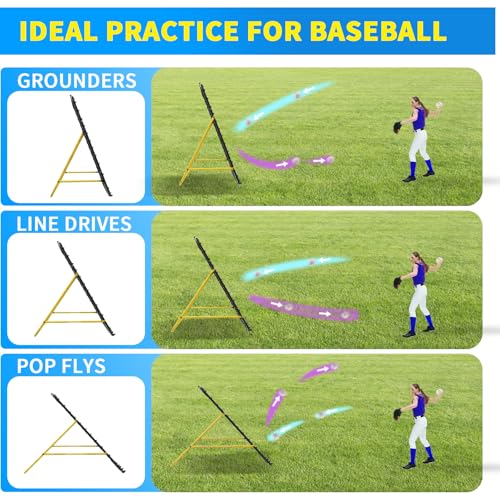 Adjustable Volleyball Rebounder Net 7x4 FT - Ultimate Training Equipment for Volleyball & Lacrosse Enhanced Bouncing System for Volleying, Bumping, and Spiking Drills - color: Black+Yellow