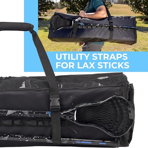 Athletico Lacrosse Duffel - Extra Large Lacrosse Bag - Holds All Lacrosse or Field Hockey Equipment (Black)