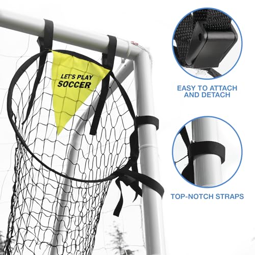 Caprihom Soccer Goals10FTx 6.5F Outdoor Backyard Soccer Net with Top Bin Target Net Portable Goal Post Training Equipment,Weatherproof PVC Soccer Goal