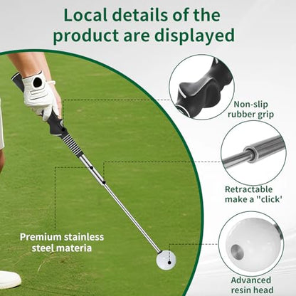 Retractable Golf Swing Trainer with arm Band, Grip Trainer & Swing Mechanics Aid – Tempo Training for Beginners & Advanced, Arm Connection, Righ Handed, Indoor/Outdoor Practice