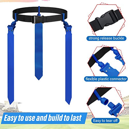 Wettarn 10/16 Player Flag Football Belts Adjustable Flag Football Set with Cones Bag for Youth Adults Kids Training Sport - color: Red, Blue