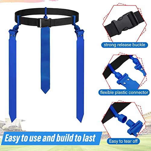 Wettarn 10/16 Player Flag Football Belts Adjustable Flag Football Set with Cones Bag for Youth Adults Kids Training Sport - color: Red, Blue