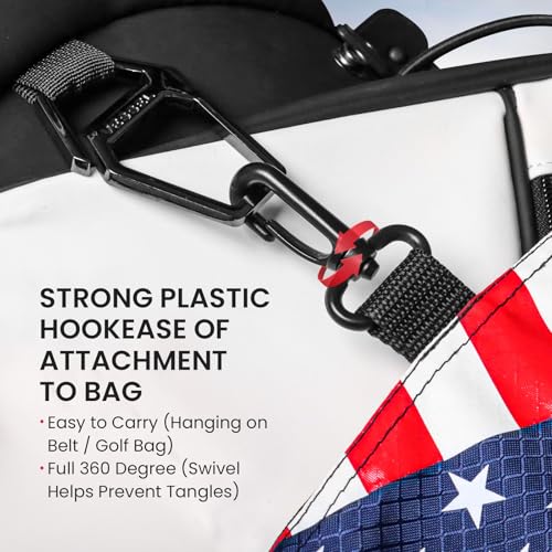 Amy Sport Golf Bag Accessories Valuables Pouch Bags Multi Pocket Zipper Hook with 10 Pcs Wood Golf Tees for Men Women - color: USA Flag