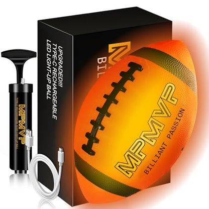 Light Up Football for Boys 8-12, Rechargeable Glow Football Official Size 9 – Great for Graduation Gifts, Outdoor Yard Games, Teen Sports & School Play - size: Size 9