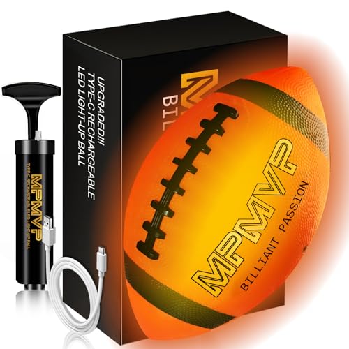 Light Up Football for Boys 8-12, Rechargeable Glow Football Official Size 9 – Great for Graduation Gifts, Outdoor Yard Games, Teen Sports & School Play - size: Size 9
