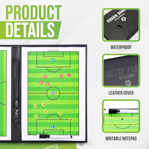 ZPU Dry Erase Coaching Board, Magnetic Coaches Clipboards, Portable Foldable Tactics Board with Dry Erase Marker Pen and Magnets – Basketball, Football, Soccer, Hockey