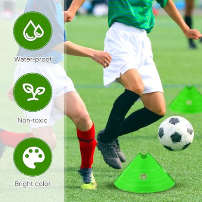 Jumbo Disc Cones Jumbo Soccer Cones with Mesh Bag Giant Large Agility for Soccer Training Adult Sports - color: Green