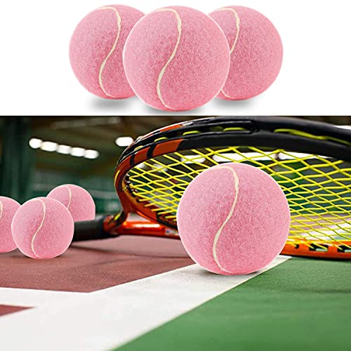 URBEST Tennis Ball 12 Packs Training Tennis Balls Practice Balls for Novice Player, Pet Dog Playing Balls with Mesh Carry Bag - color: Light Pink
