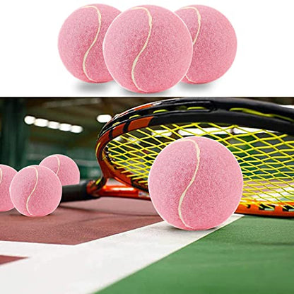 URBEST Tennis Ball 12 Packs Training Tennis Balls Practice Balls for Novice Player, Pet Dog Playing Balls with Mesh Carry Bag - color: Light Pink