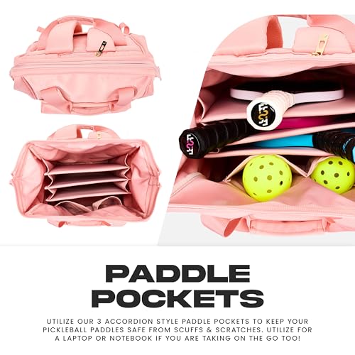 Franklin Sports Flex Pickleball Backpack - Pickleball Bags for Women - Store Pickleballs, Paddles + Court Equipment - Versatile Lifestyle Bag Design - Pink