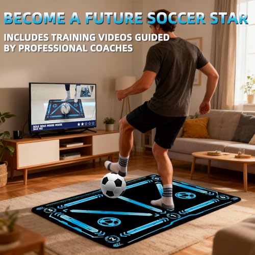 Premium Soccer Training Mat with Video Guide - Non-Slip Soccer Footstep Practice Pad for Indoor & Outdoor - Ultimate Ball Control Equipment to Improve Dribbling Skills - color: 35.4*23.6