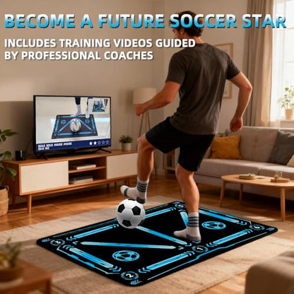 Premium Soccer Training Mat with Video Guide - Non-Slip Soccer Footstep Practice Pad for Indoor & Outdoor - Ultimate Ball Control Equipment to Improve Dribbling Skills - color: 35.4*23.6