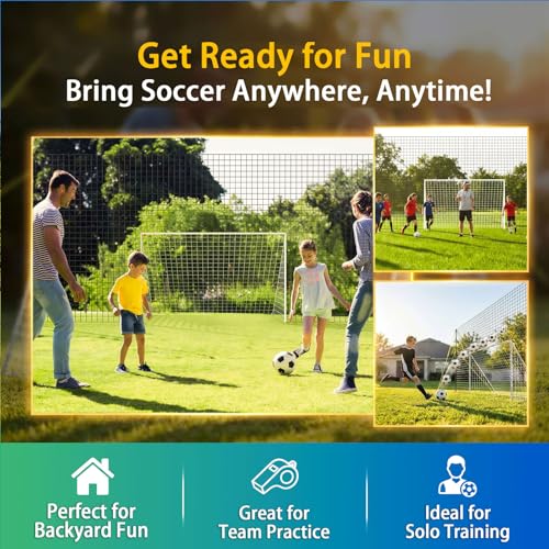 3-in-1 Soccer Goal with Rebounder & Backstop Net, Soccer Training Equipment for Backyard, Soccer Rebounder for Shooting, Passing & Ball Control, Kids & Youth - style: Junior