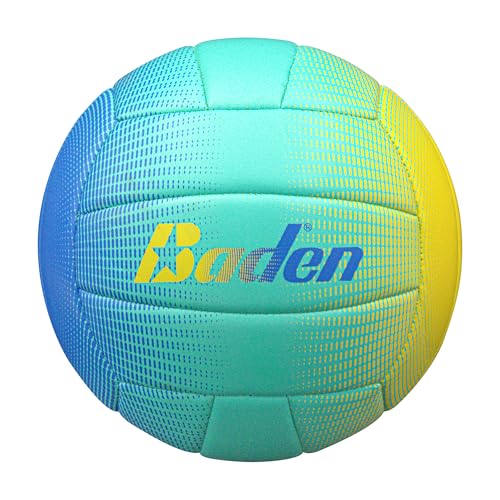 Baden | Fun Design | Official Size & Weight Indoor & Outdoor Volleyball | Bright & Beachy! Soft Touch Synthetic Leather, Durable Stitching |All Ages & Skill Levels - color: Ombre Blue, Yellow