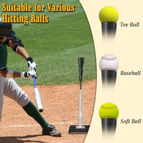 Batting Tee for Baseball,Height Adjustable Baseball Tee for Hitting,Portable Baseball Tee with Rubber Top,Heave Duty Baseball Tees for Hitting,Baseball Softball Batting Tee for Adults