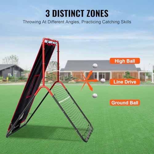 VEVOR Baseball and Softball Rebounder Net, PitchBack Baseball Pitching Net, Volleyball Pitch Return Trainer Rebound Net with Pitching Target, All Angle Fielding Rebound Net for Grounders Pop Flies - style: 3X4.5FT(upgraded 2IN1)