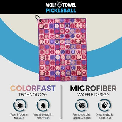 Wolf Golf Towels Pickleball Towel | Pickleball Gifts | Pink Balls | Sport Towel | Retirement Gift - color: Pickleballs in Pink