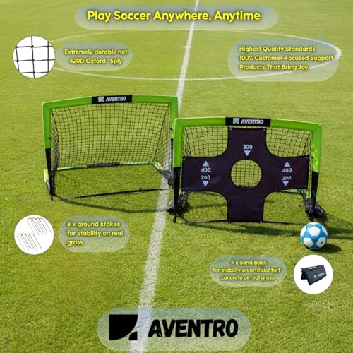 Premium Soccer Goal Set for Indoor & Outdoor – Improved Durability - Pop-Up Net with a Special Target, Ball and Multipurpose Pump, Cones & Sandbags to Support Maximum Stability (3x4 ft)