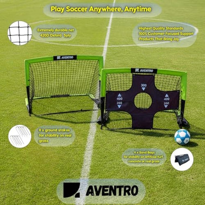 Premium Soccer Goal Set for Indoor & Outdoor – Improved Durability - Pop-Up Net with a Special Target, Ball and Multipurpose Pump, Cones & Sandbags to Support Maximum Stability (3x4 ft)