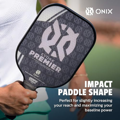 Onix Evoke Premier Professional Tournament Pickleball Paddle Composite Face Impact Paddle Shape - color: Black, size: Medium, style: 14mm