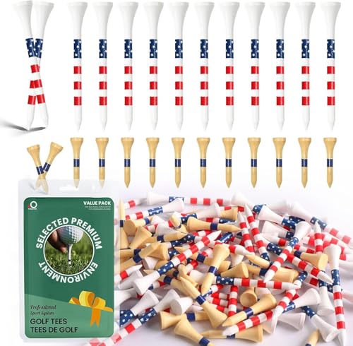 FINGER TEN Golf Tees Wood Wooden 3 1/4 Long Tee and 1 1/2 Short Tee Value Pack for Men Women Kids, Bamboo Driving Range Tall Small Ball Tees Gift Set - size: 120 Pack 3 1/4 Inch+80 Pack 1 1/2 Inch