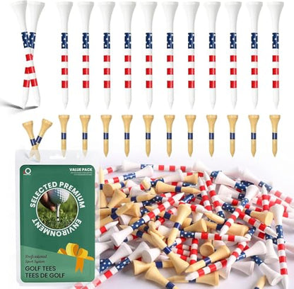 FINGER TEN Golf Tees Wood Wooden 3 1/4 Long Tee and 1 1/2 Short Tee Value Pack for Men Women Kids, Bamboo Driving Range Tall Small Ball Tees Gift Set - size: 120 Pack 3 1/4 Inch+80 Pack 1 1/2 Inch