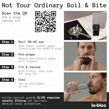 lobloo® PRO-FIT Sports Mouthguard – Ultra Slim 1mm | Dentist-Level Protection | Precision Vacuum-Fit | Oxygen Performance | MMA, Boxing, Football, Basketball. (Large +14yrs, Black)